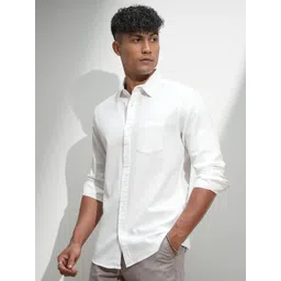 HIGHLANDER Men Comfort Fit Textured Spread Collar Cotton Casual Shirt-picture-32