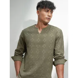 HIGHLANDER Men Comfort Relaxed Fit Textured Cotton Casual Shirt-picture-26