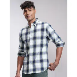 HIGHLANDER Men Comfort Slim Fit Opaque Checked Casual Shirt-picture-22
