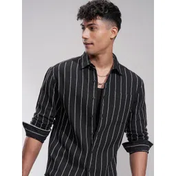 HIGHLANDER Men Comfort Slim Fit Opaque Striped Casual Shirt-picture-36
