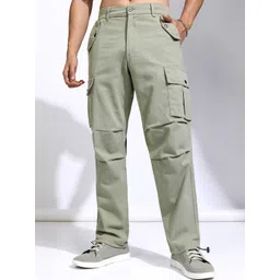 HIGHLANDER Men Cotton Mid-Rise Straight Fit Cargo Trousers-picture-28