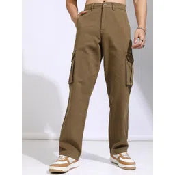 HIGHLANDER Men Cotton Mid-Rise Straight Fit Cargo Trousers-picture-26