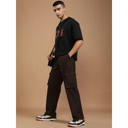 HIGHLANDER Men Cotton Straight Fit Cargos Trousers image 4