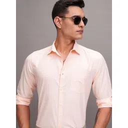 HIGHLANDER Men Cutaway Collar Solid Slim Fit Casual Shirt-picture-28