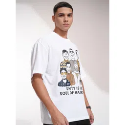 HIGHLANDER Men Graphic Printed Round Neck Oversized T-shirt image 3