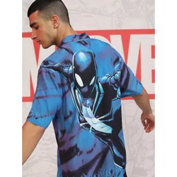 HIGHLANDER Men Graphic Spider Man Printed Relaxed Fit Casual Shirt-image-12
