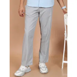 HIGHLANDER Men Grey Mid-Rise Straight Fit Cotton Trousers-picture-25