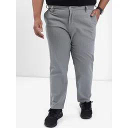 HIGHLANDER Men Grey Plus Size Slim Fit Chinos Trousers-picture-42