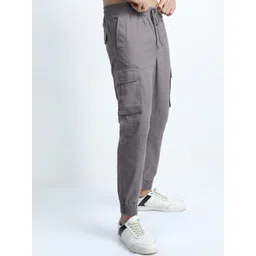 HIGHLANDER Men Grey Regular Fit Cotton Joggers Trousers-image-31