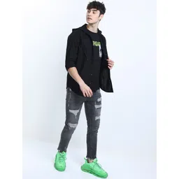 HIGHLANDER Men Grey Tapered Fit Mildly Distressed Light Fade Stretchable Jeans-picture-37