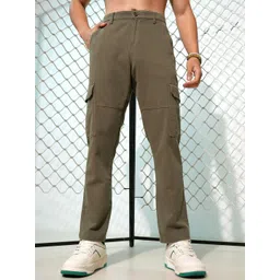 HIGHLANDER Men High-Rise Straight Fit Cotton Cargos Trousers-picture-21