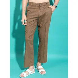 HIGHLANDER Men Mid-Rise Cotton Linen Regular Fit Trousers-picture-33
