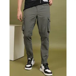HIGHLANDER Men Mid Rise Plain Pure Cotton Cargo Joggers-image-37
