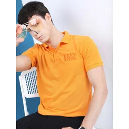 HIGHLANDER Men Mustard Yellow Polo Collar Slim Fit T-shirt-picture-26