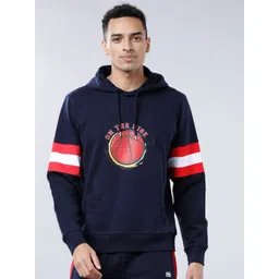 HIGHLANDER Men Navy Blue & Red Printed Hooded Sweatshirt-picture-40