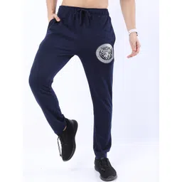 HIGHLANDER Men Navy Blue Regular Fit Printed Track Pants-image-40
