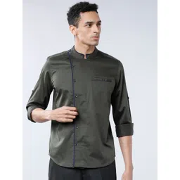 HIGHLANDER Men Olive Green Slim Fit Solid Casual Shirt-picture-33