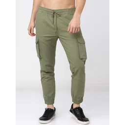 HIGHLANDER Men Olive Slim Fit Joggers Trousers-picture-35