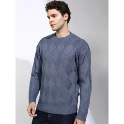 HIGHLANDER Men Open Knit Self Design Pullover-picture-21