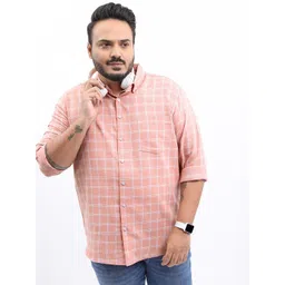 HIGHLANDER Men Plus size Regular Fit Checked Casual Shirt-image-41