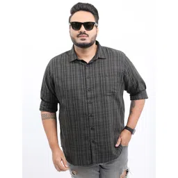 HIGHLANDER Men Plus Size Regular Fit Checked Casual Shirt-image-38