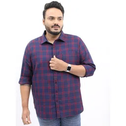 HIGHLANDER Men Plus size Regular Fit Tartan Checked Casual Shirt-image-36