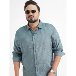 HIGHLANDER Men Plus Size Solid Spread Collar Casual Shirt-picture-36