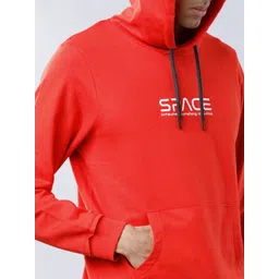 HIGHLANDER Men Red Printed Hooded Sweatshirt image 4