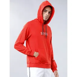 HIGHLANDER Men Red Printed Hooded Sweatshirt image 2