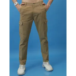 highlander Men Regular Fit Khaki, Khaki Pure Cotton Trousers-picture-26