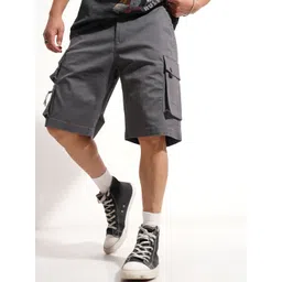 Highlander Men Regular Fit Mid-Rise Cargo Shorts-image-6