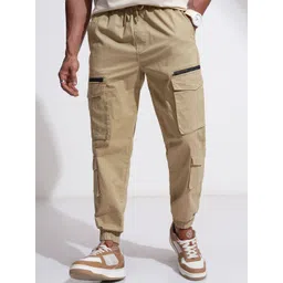 HIGHLANDER Men Relaxed Fit Mid-Rise Flat-Front Cargo Styles Cotton Joggers-picture-27