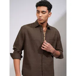 HIGHLANDER Men Relaxed Fit Spread Collar Textured Casual Shirt-picture-21