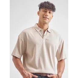 HIGHLANDER Men Self Design Polo Collar Oversized T-shirt-picture-41