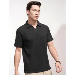 HIGHLANDER Men Self Design Polo Collar Relaxed Fit T-shirt-picture-34