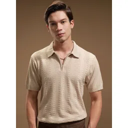 HIGHLANDER Men Self Design Polo Collar Relaxed Fit T-shirt-picture-14