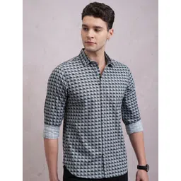 HIGHLANDER Men Slim Fit Geometric Printed Casual Shirt-picture-23