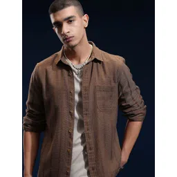 HIGHLANDER Men Slim Fit Opaque Striped Casual Shirt-picture-41