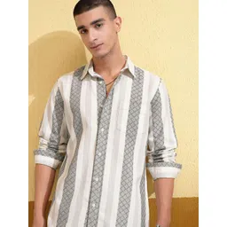 HIGHLANDER Men Slim Fit Opaque Striped Casual Shirt-picture-22