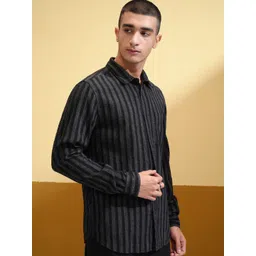 HIGHLANDER Men Slim Fit Opaque Striped Casual Shirt-picture-31