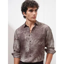 HIGHLANDER Men Slim Fit Spread Collar Dyed Casual Shirt-picture-15