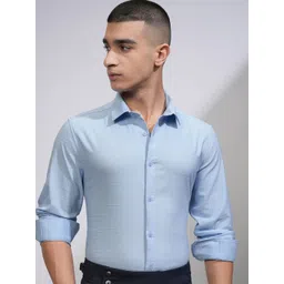 HIGHLANDER Men Slim Fit Spread Collar Textured Cotton Formal Shirt-picture-37