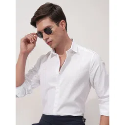 HIGHLANDER Men Slim Fit Textured Spread Collar Cotton Formal Shirt-picture-27