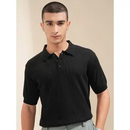 HIGHLANDER Men Solid Polo Collar Cotton Relaxed Fit T-Shirt-picture-37