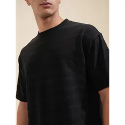 HIGHLANDER Men Solid Round Neck Cotton Oversized T-shirt image 2