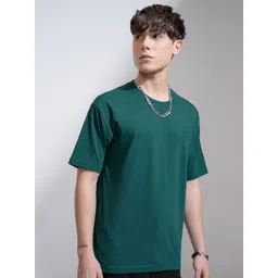 HIGHLANDER Men Solid Round Neck Cotton Relaxed Fit T-shirt-picture-31