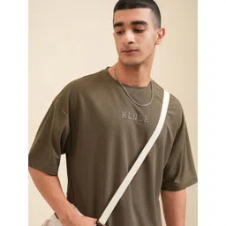 HIGHLANDER Men Solid Round Neck Oversized T-Shirt-picture-39