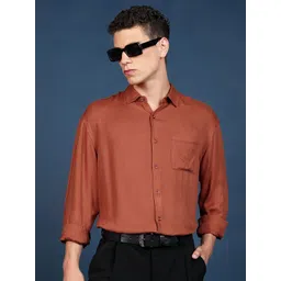 HIGHLANDER Men Solid Spread Collar Slim Fit Casual Shirt-picture-31