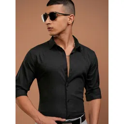 HIGHLANDER Men Spread Collar Abstract Printed Cotton Slim Fit Casual Shirt-image-5