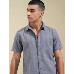 HIGHLANDER Men Spread Collar Grid Tattersall Checks Checked Cotton Casual Shirt-picture-17